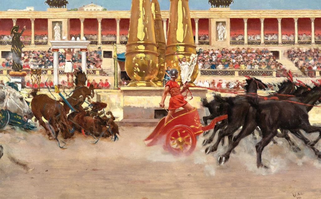 Espectáculo en el Circo Máximo pintado por Raffaello Sorbi